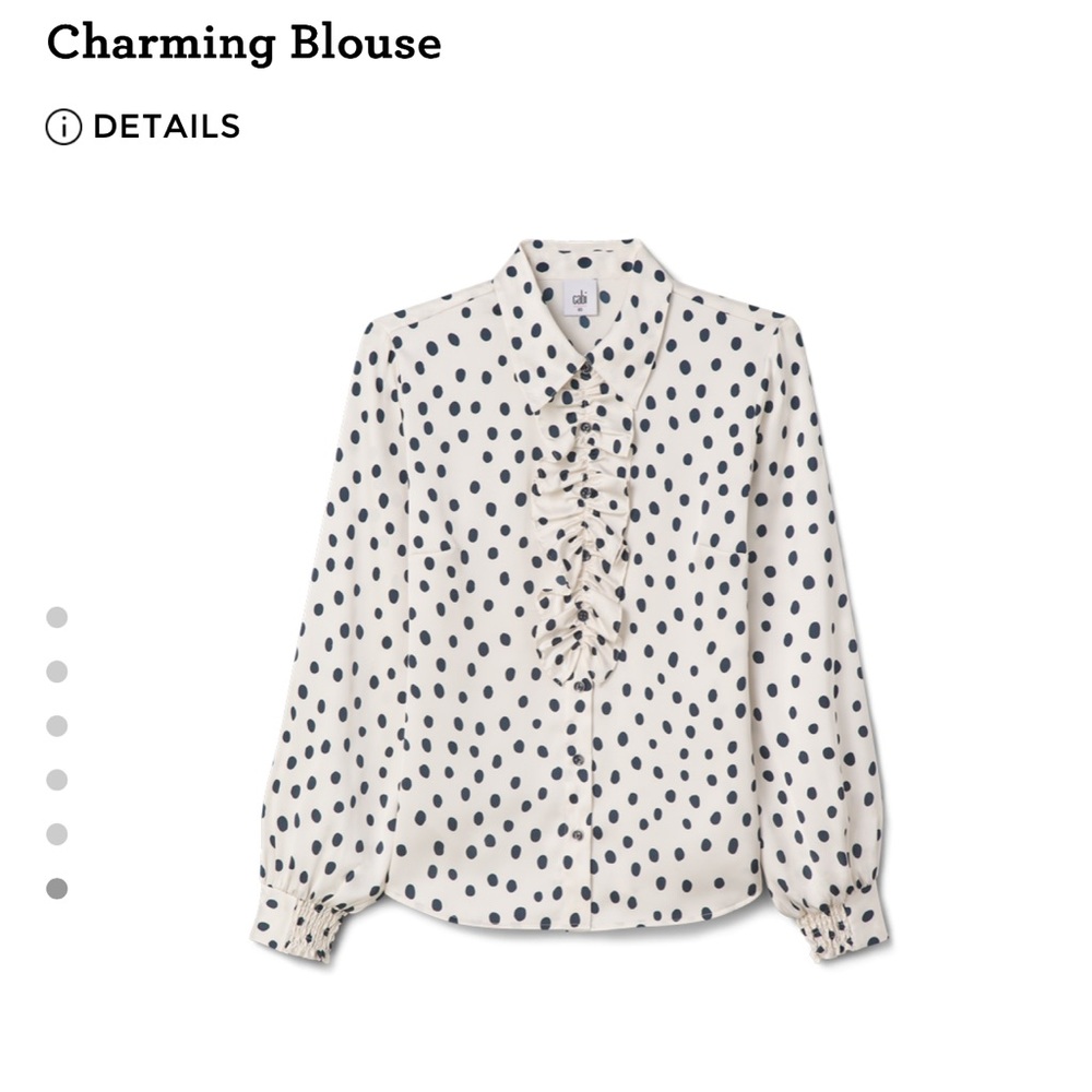 CAbi White and Black Ruffle Blouse